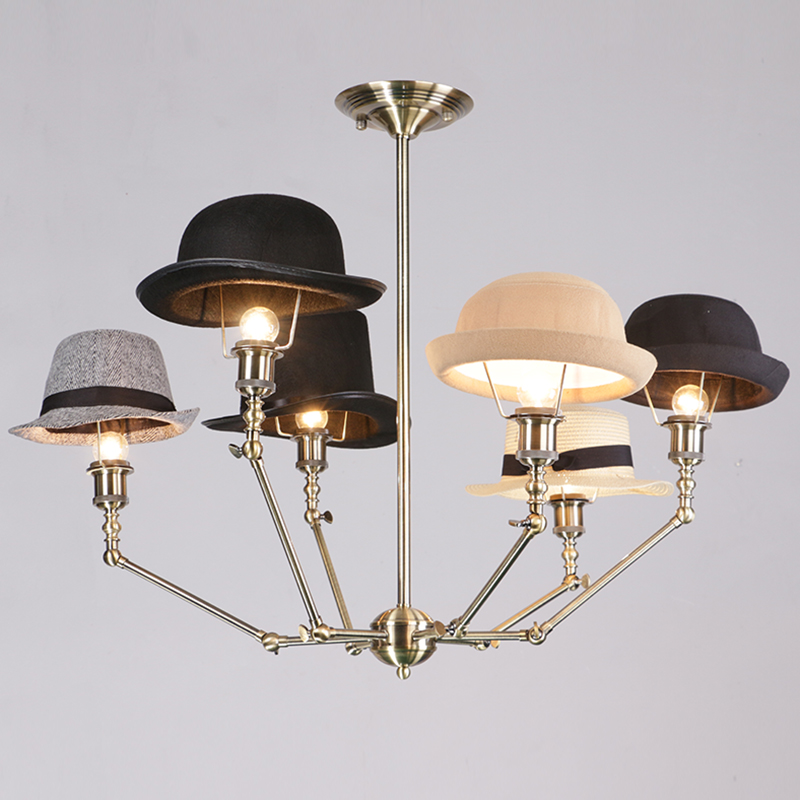 Pearmon Nothdic Fabric Chic Hat Shade Chandelier Adjule Pendent Pearmon Nothdic Fabric Chic Hat Shade Chandelier Adjule Pendent 6 Lights Copper Color Iron Fixture E27