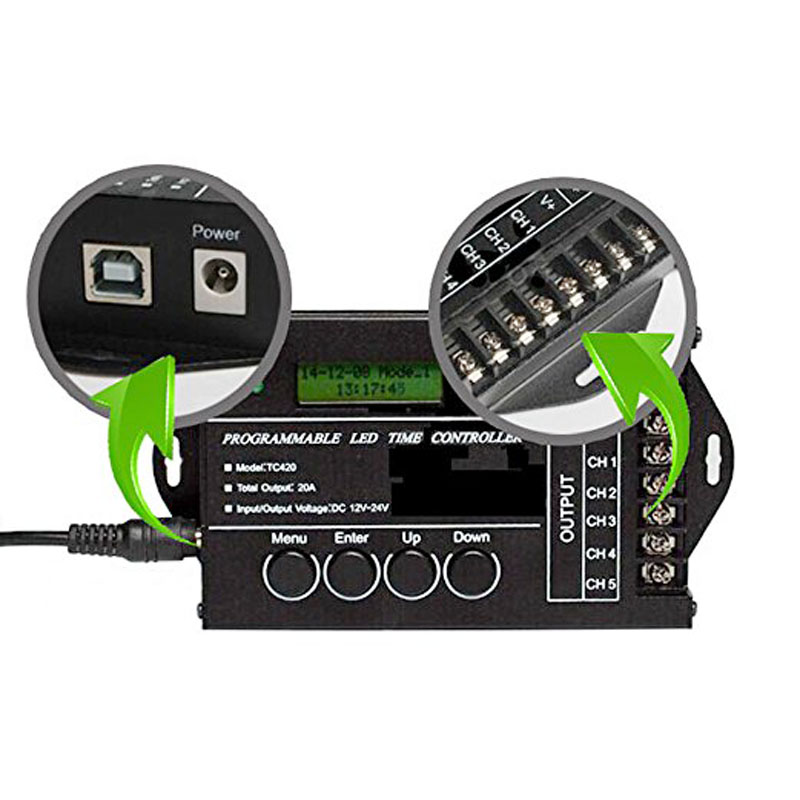 ... New DC12/24V 20A Programmable LED Time Controller 5 Channels Color Adjustable With CD USB