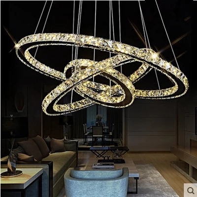 Modern Diy Round Led Crystal Chandelier Lustre Stainless Steel