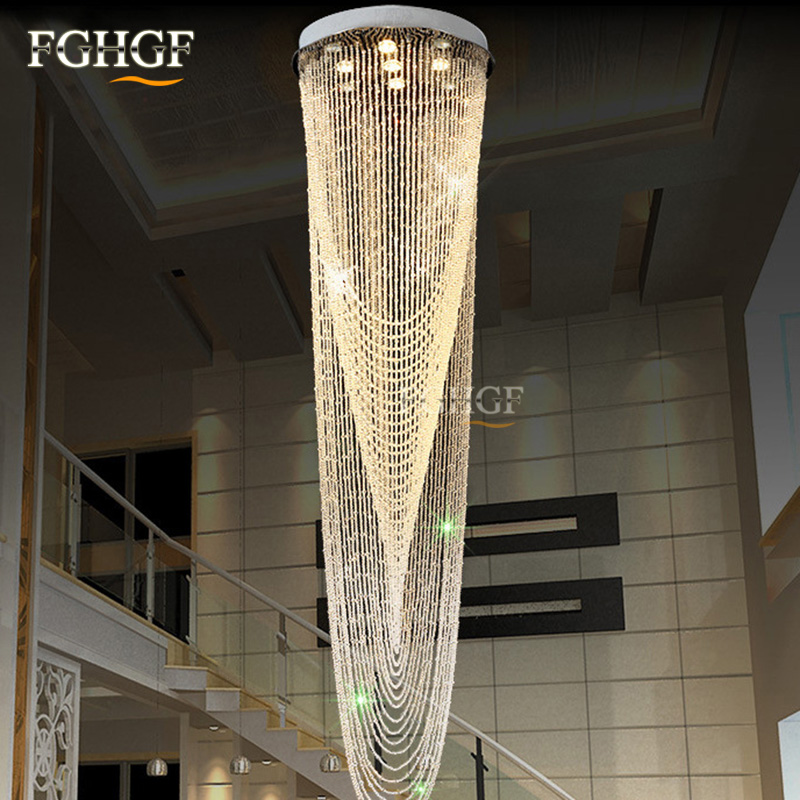 Luxury Large Crystal Chandelier Light Fixture for Lobby Staircase Stairs Foyer Long Spiral Crystal Light Lustre Chandeliers Lamp (1)