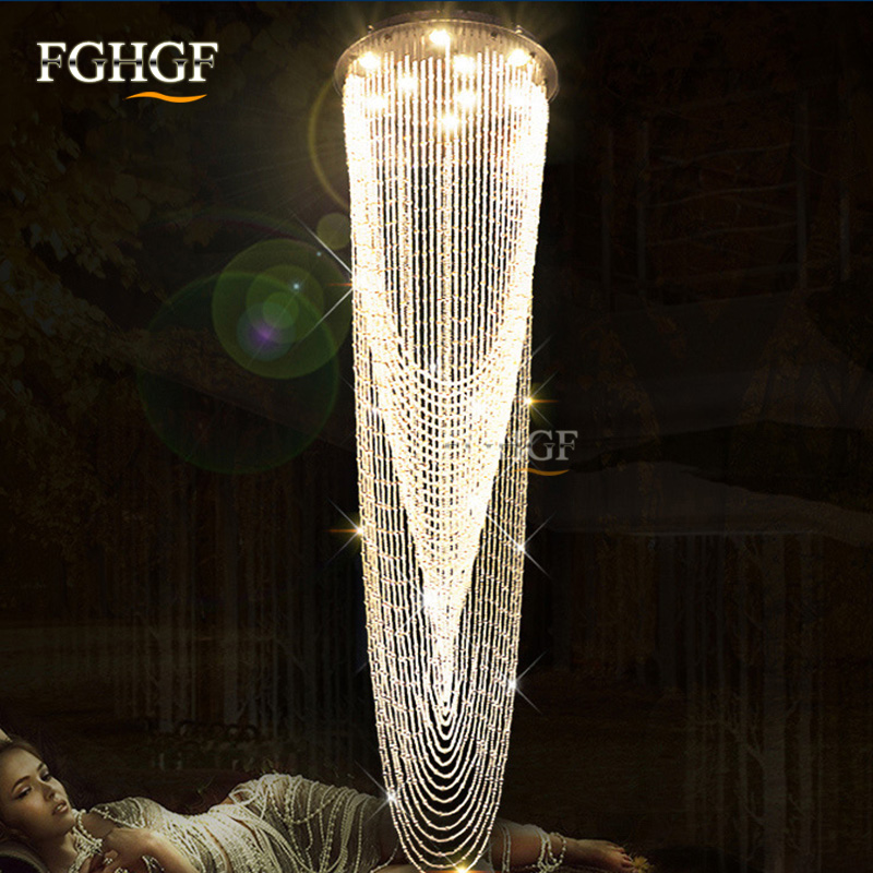 Luxury Large Crystal Chandelier Light Fixture for Lobby Staircase Stairs Foyer Long Spiral Crystal Light Lustre Chandeliers Lamp (2)