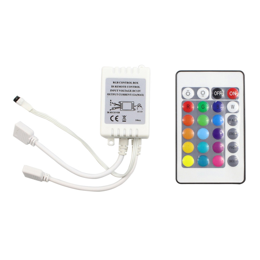 Tanbaby-Mini-DC12V-24Key-Dual-Connectors-RGB-Controller-IR-Remote-Controller-With-Receiver-For-3528-5050