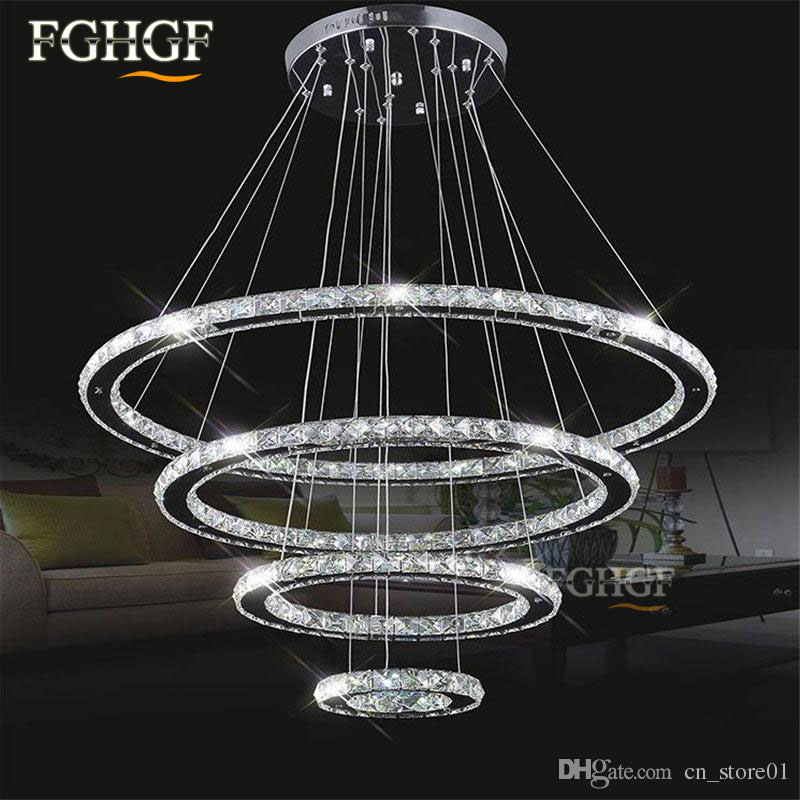 Modern LED Diamond Ring Chandeliers Chrome Mirror Finish Stainless Steel Room Hanging Lamp LED Chandelier Lustres (1)