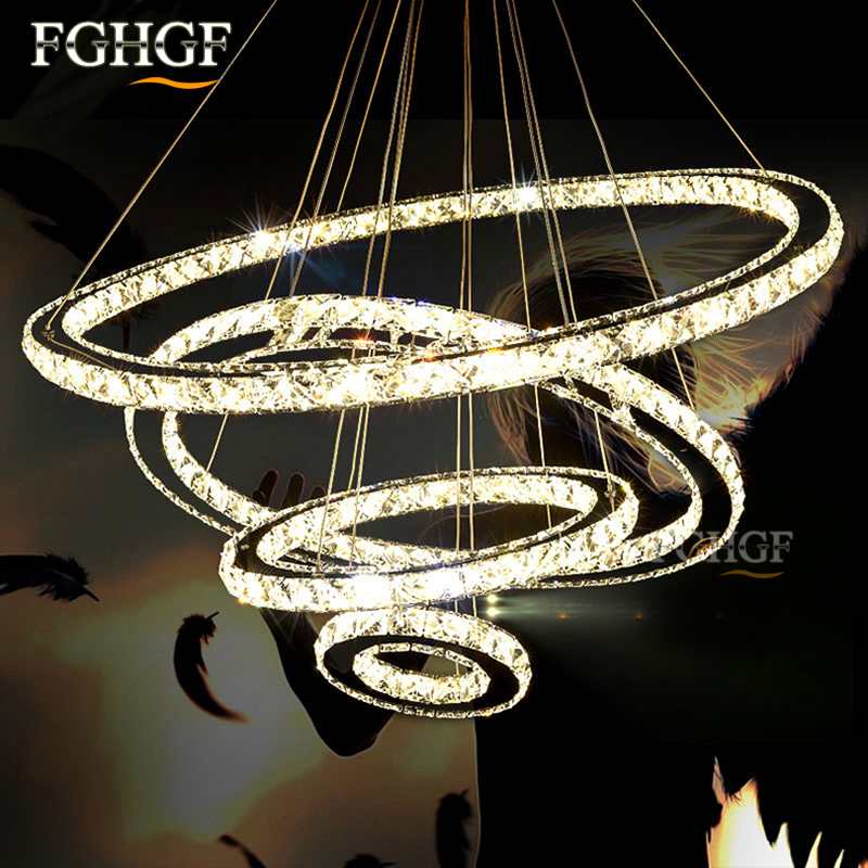 Modern LED Diamond Ring Chandeliers Chrome Mirror Finish Stainless Steel Room Hanging Lamp LED Chandelier Lustres (5)