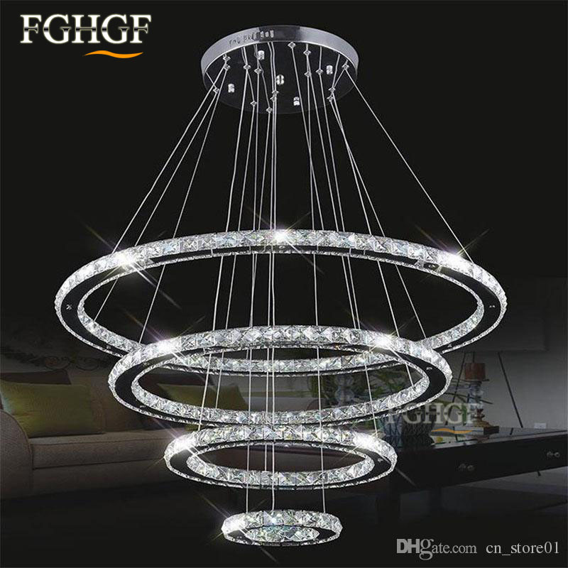 Modern LED Diamond Ring Chandeliers Chrome Mirror Finish Stainless Steel Room Hanging Lamp LED Chandelier Lustres (7)