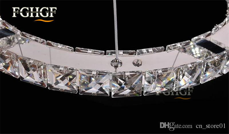 Modern LED Diamond Ring Chandeliers Chrome Mirror Finish Stainless Steel Room Hanging Lamp LED Chandelier Lustres (6)