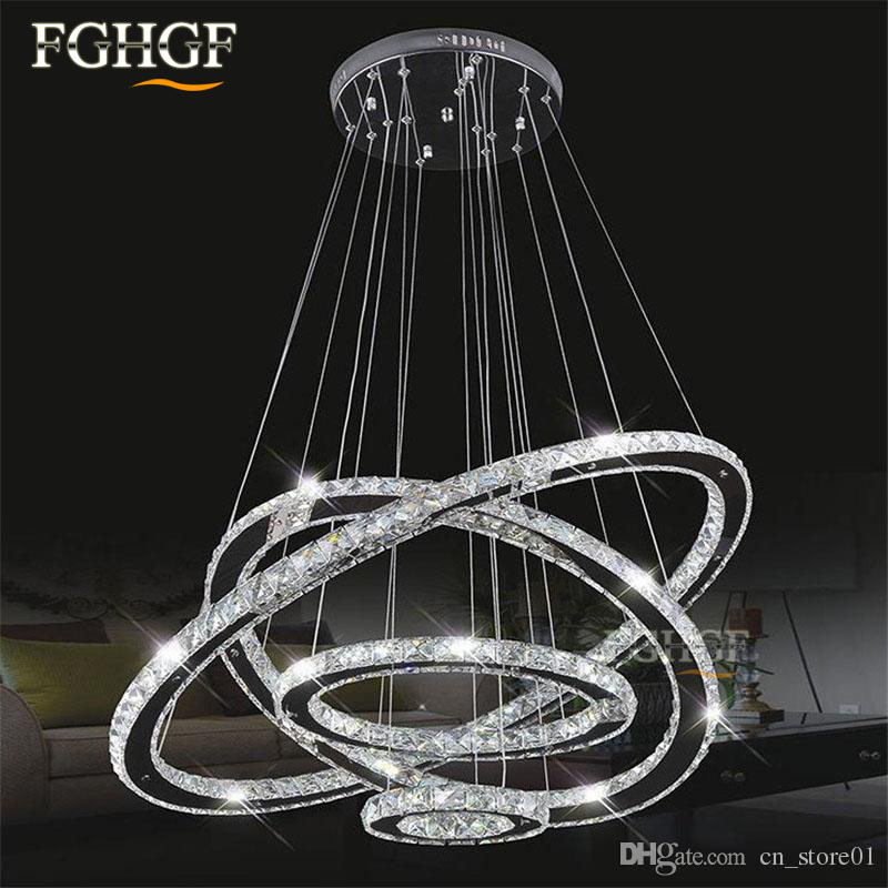 Modern LED Diamond Ring Chandeliers Chrome Mirror Finish Stainless Steel Room Hanging Lamp LED Chandelier Lustres (3)