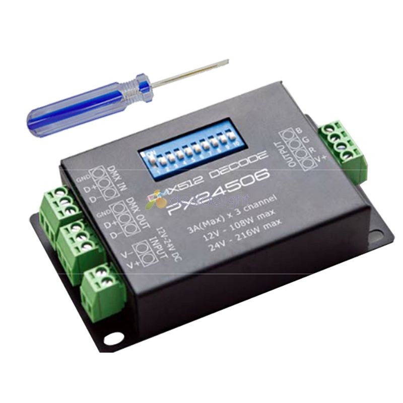 PX24506 DC12V-24V 9A CH DMX512 1990 Decoder Controller for RGB Strip&Light 3