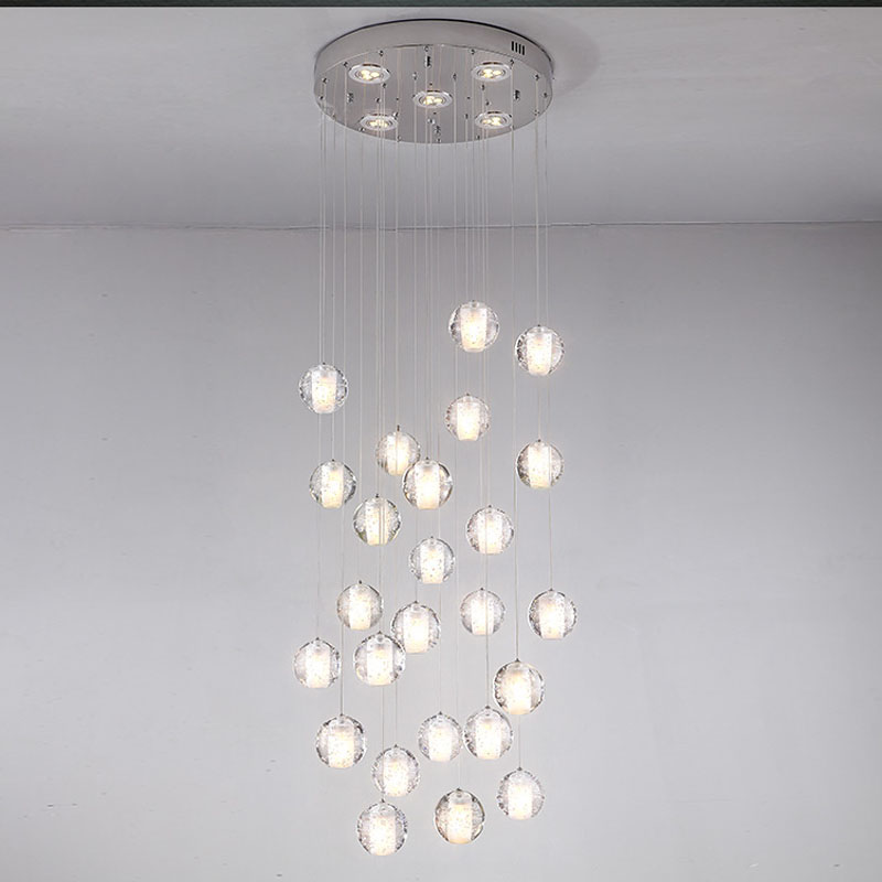 36 Light Crystal Chandelier Modern Clear Sphere Ball Meteor Show