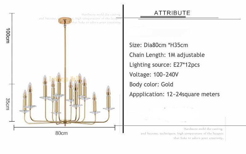 American Village Chandelier Creative Art European Crystal Candle Chandelier For Dining Room Bedroom 12 Heads