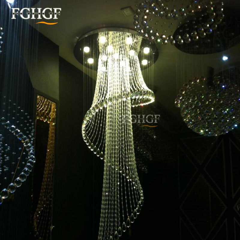 Modern Crystal Chandelier Large Size Crystal Chandeliers Spiral Lamp Long Stair Lustres Lighting Fixture for Foyer Hotel Villa (3)