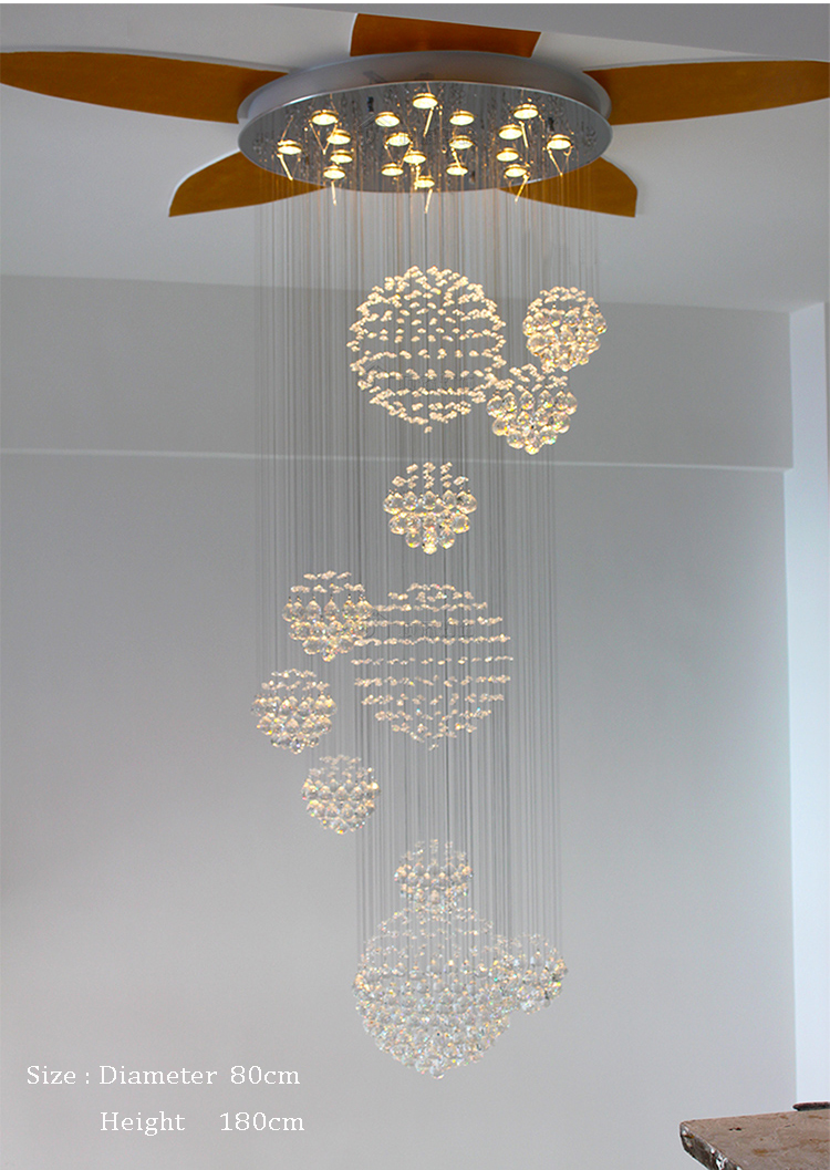 Duplex Building Stair Crystal Chandelier Villa Foyer Shopping Mall