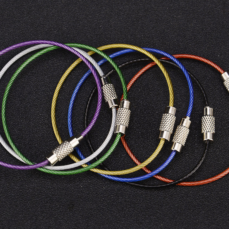 7pcs/lot Outdoor Camping Edc gear Multifunctional Wire Rope Key Ring