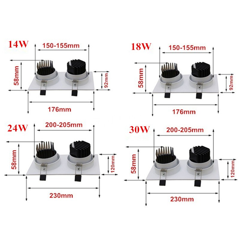 square downlight 10w 14w 20w 24w_