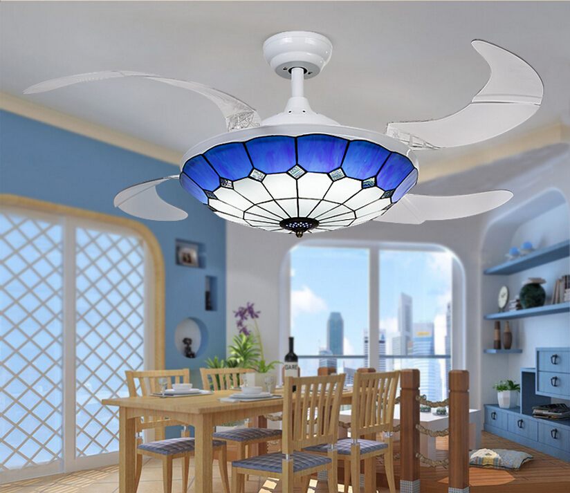 Fumat Ceiling Fans Mediterranean Style 42 Inch Led 32w Tiffany