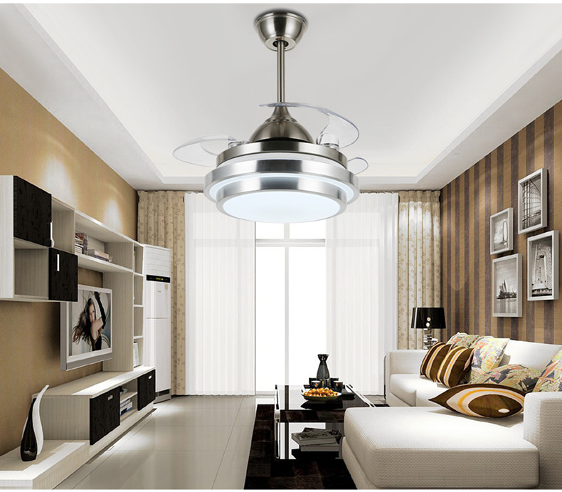 Dining room bedroom Ceiling fan lights invisible quiet simple modern