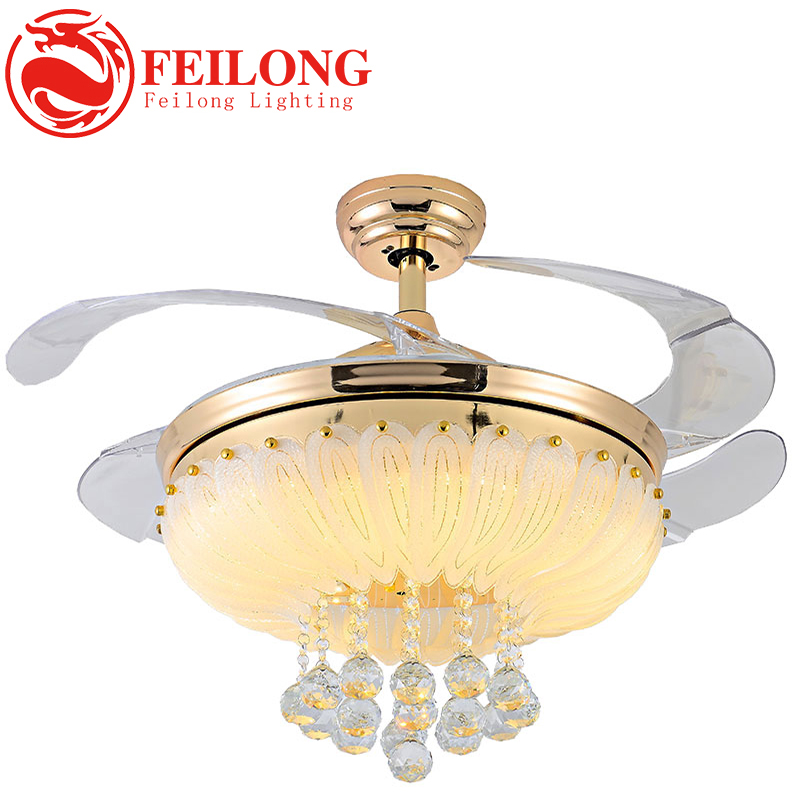 Free Shipping Crystal Ceiling Fan Y4207 Flower Crystal Shade