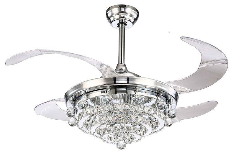 Retractable Blades Crystal Ceiling Fan With Led Light 36 Quot