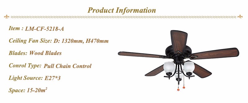 High Quality Decorative Wood Blades Ceiling Fan 5218