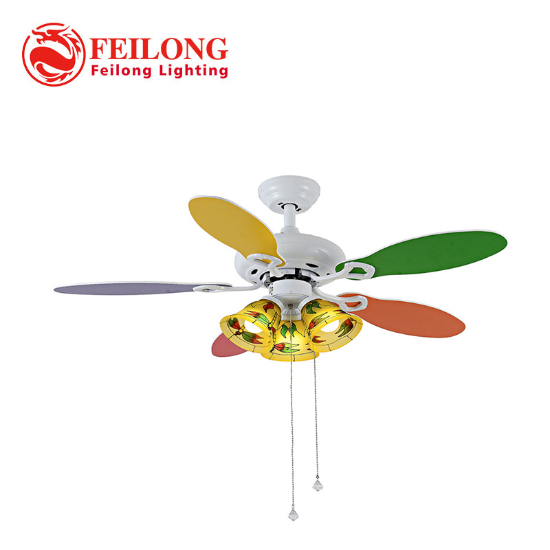 Kid Rooms American Country Ceiling Fan 4202 Five Colorful Blades