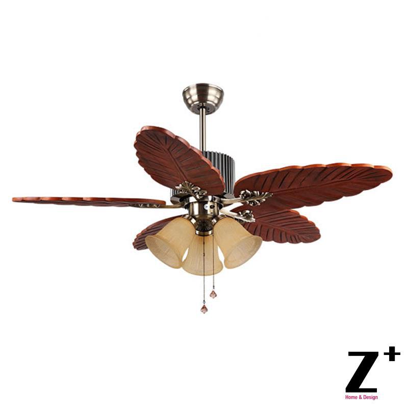 Southeast Asia Country Style Led Lights Ceiling Wood Leaf Shape