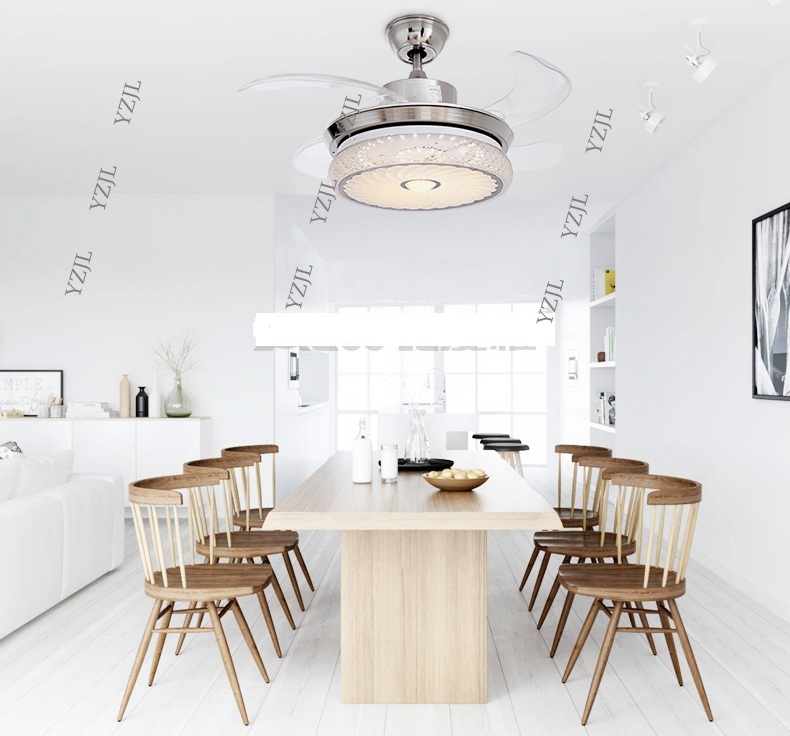 LED stealth folding ceiling fan lights Minimalism modern living room