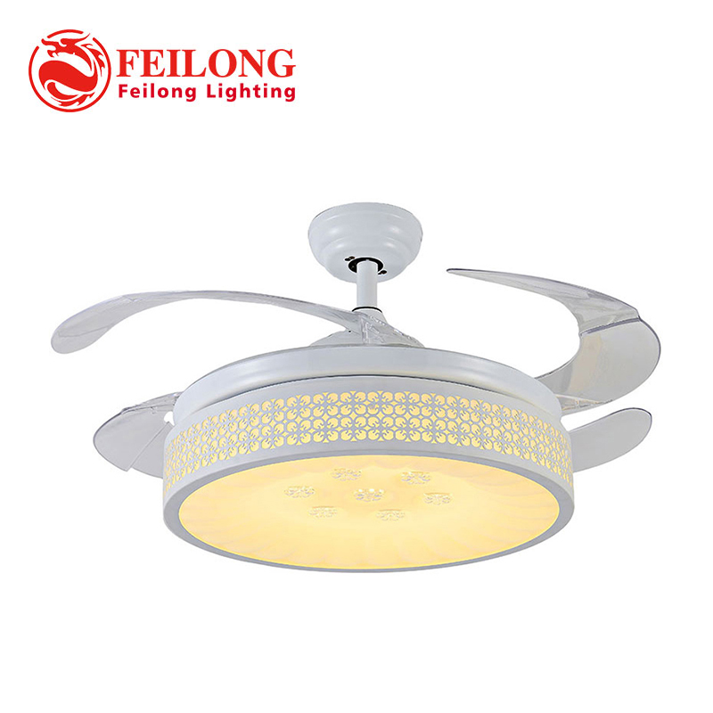 Snow White Hidden Blades Led Ceiling Fan Light Y4213 Ceiling