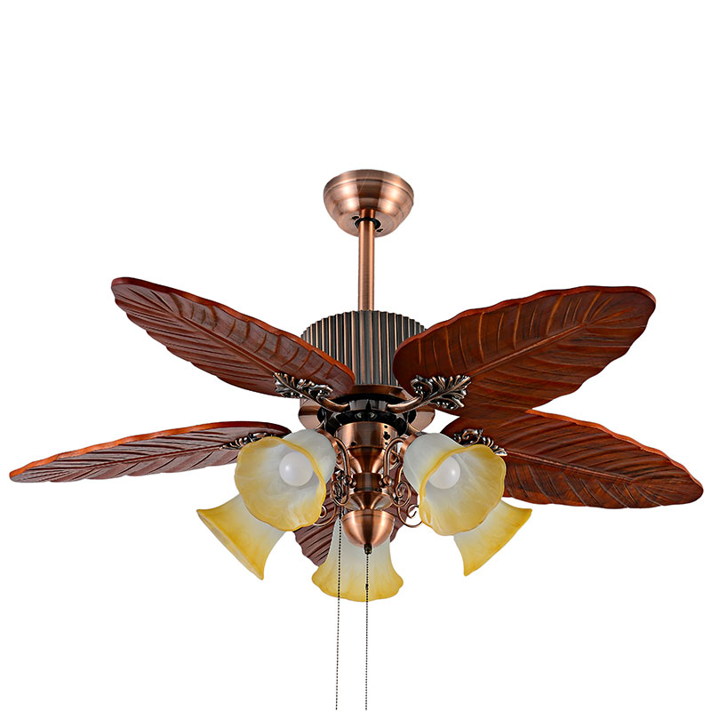 Free Shiping Ceiling Fan Huge Leaf Blades With Five Light Kits