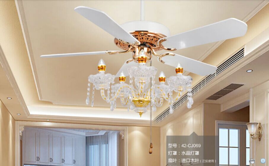 42inch Crystal Fan Lamp Ceiling Fan Crystal Light Restaurant With