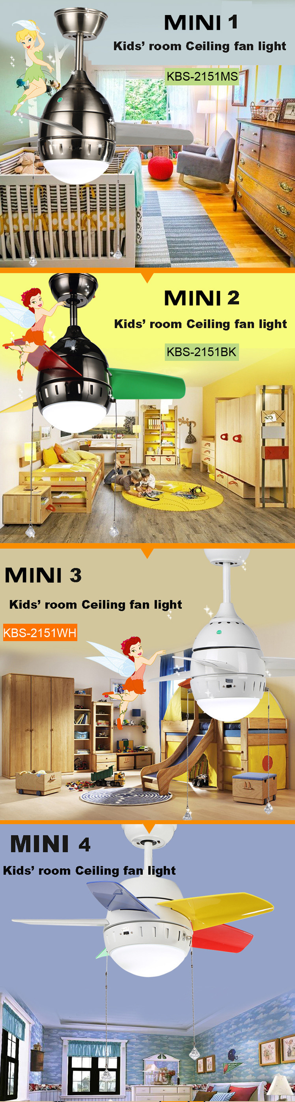 Ro131 Cute Kids 39 Room Ceiling Fans With Lights Mini 26