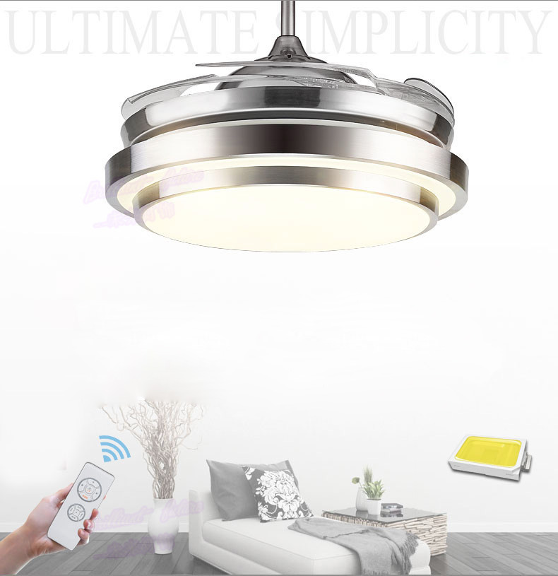 Fan 36 42 Inch 4 Color Changing Light Modern Led Invisible Ceiling