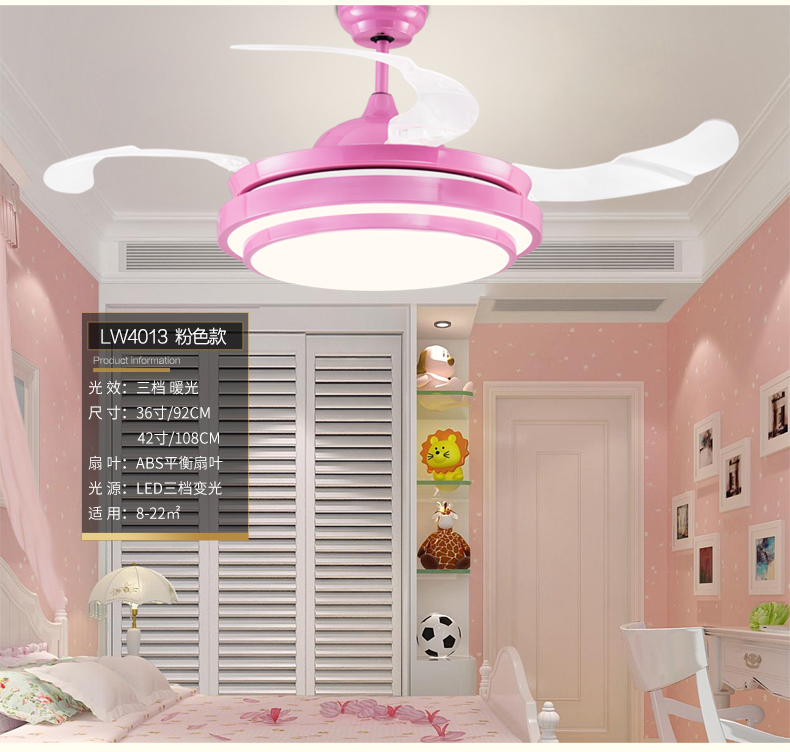 Ceiling Fans Lamp Led 36 42 Inch Children Room Boy Football Remote