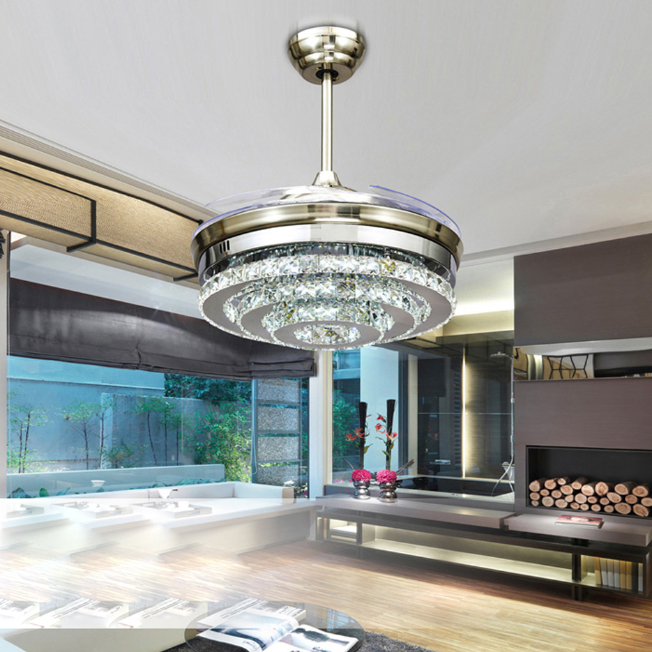 Led Modern Crystal Acrylic Ceiling Fan Led Lamp Led Light Ceiling