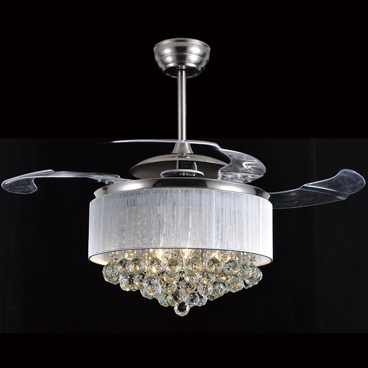 Ceiling fan crystal invisible LED ceiling fan light dining room led
