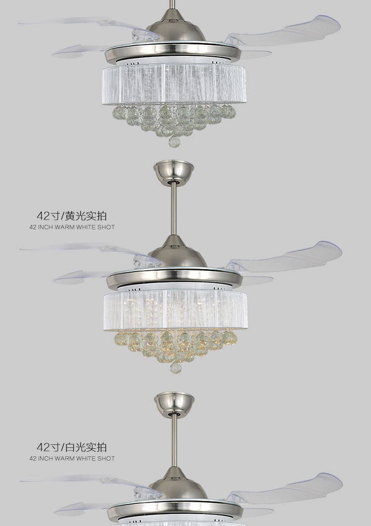 Ceiling fan crystal invisible LED ceiling fan light dining room led