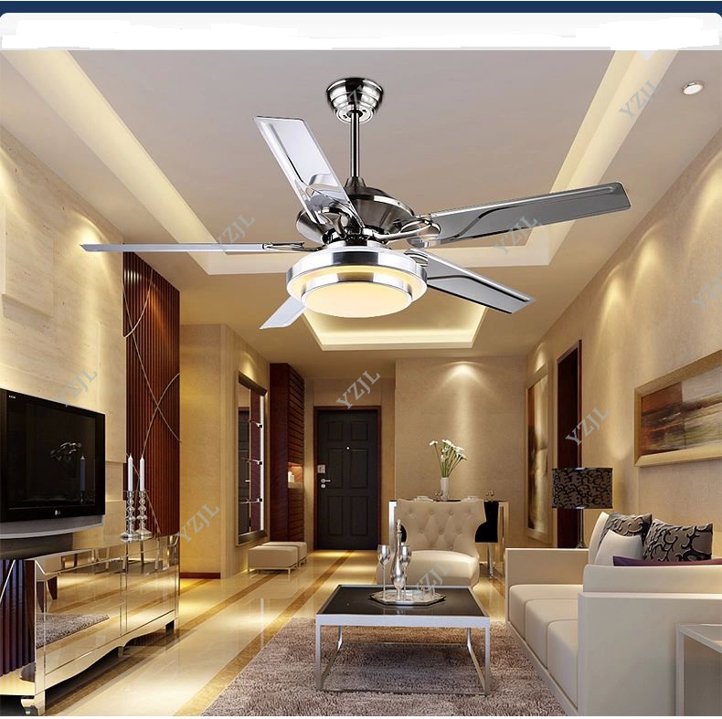 Led European Modern Minimalist Lamp Fan Stainless Steel Fan