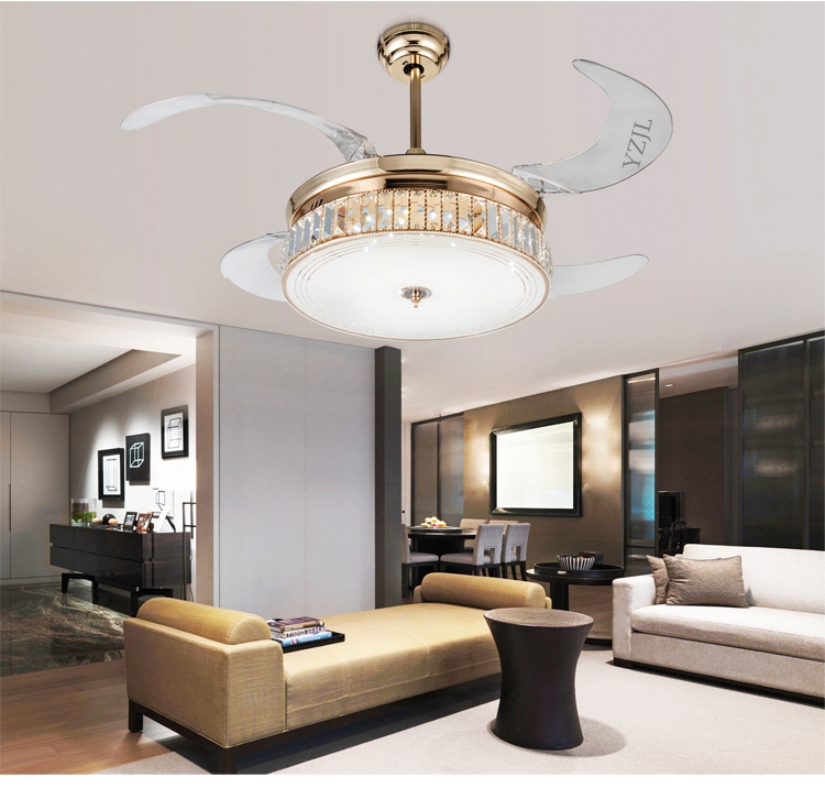 Led Crystal Folding Fan Lamp Ceiling Light Modern