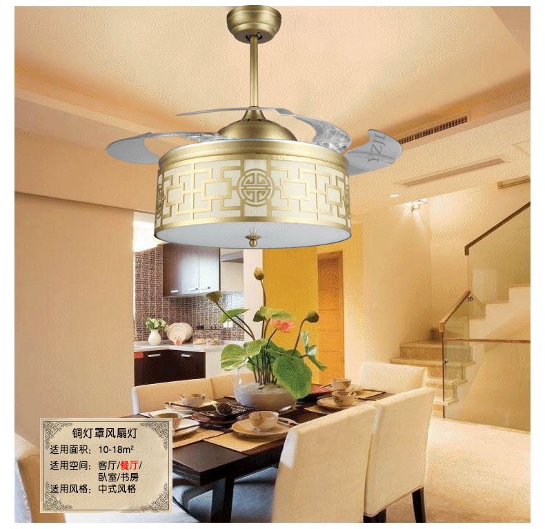 42inch Copper Colored Stealth Pendant Ceiling Fan Lights Led Study