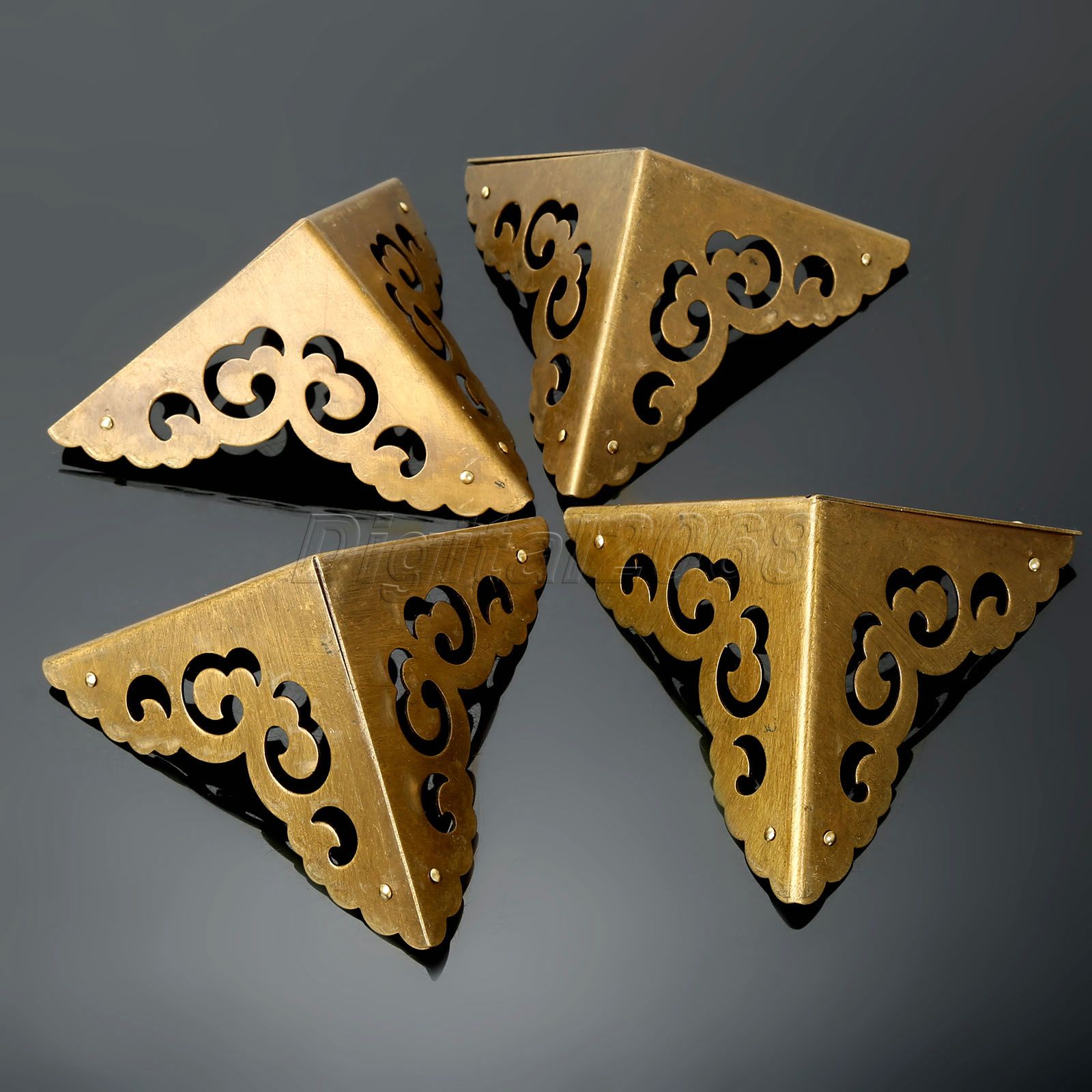 High Quality 4pcs Brass Corners Brackets Furniture Antique Copper High Quality 4pcs Brass Corners Brackets Furniture Antique Copper Hardware For Cabinet Trunk Jewelry Box Chest