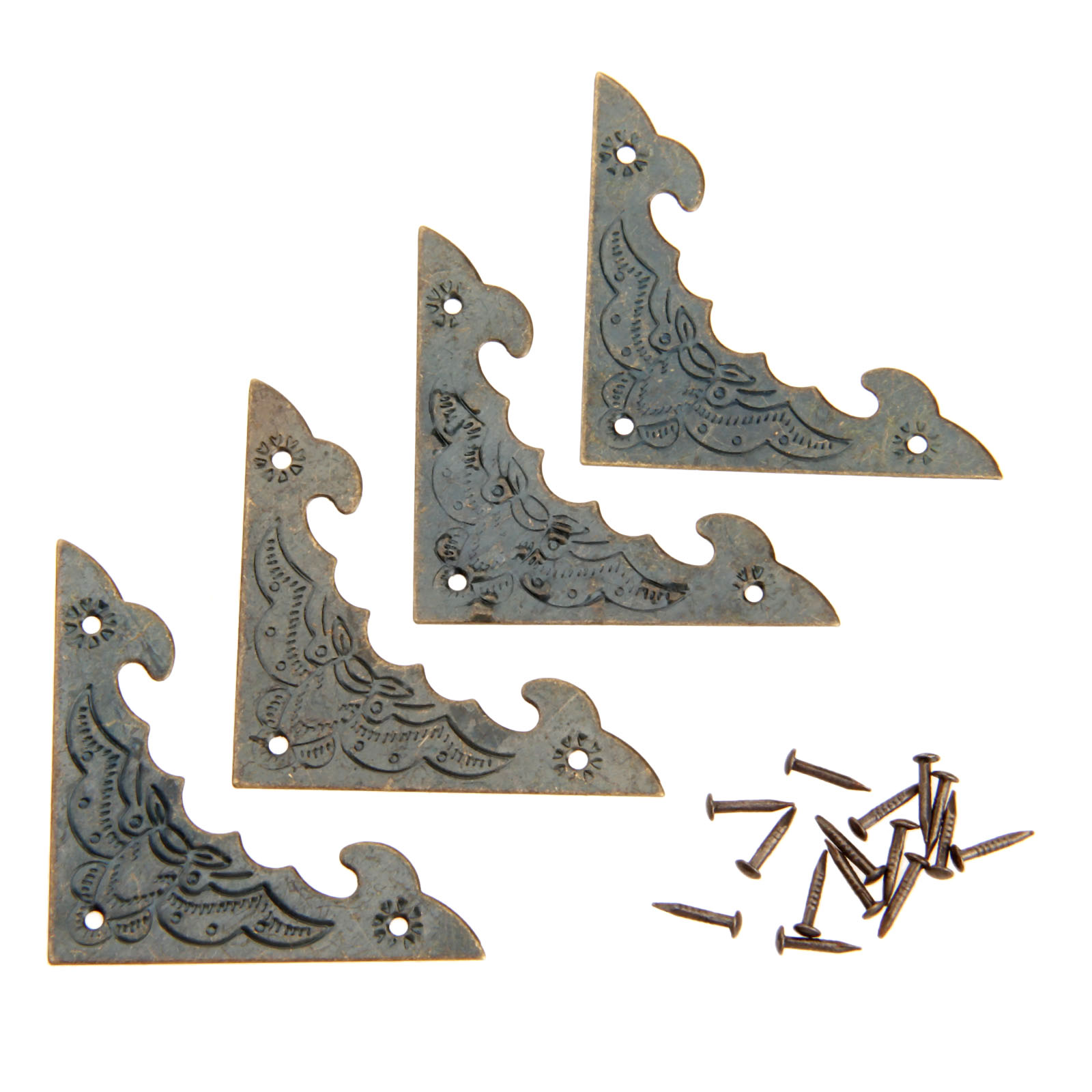 4PCS 58*58mm Metal Corner Protectors Retro Wooden Jewelry Box Desk Decoration
