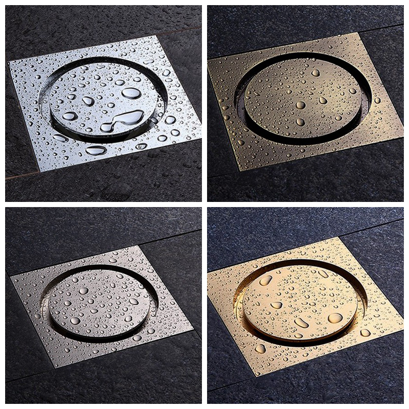 10 10cm Fashion Artistic Brass Bathroom Round Shower Floor Drain