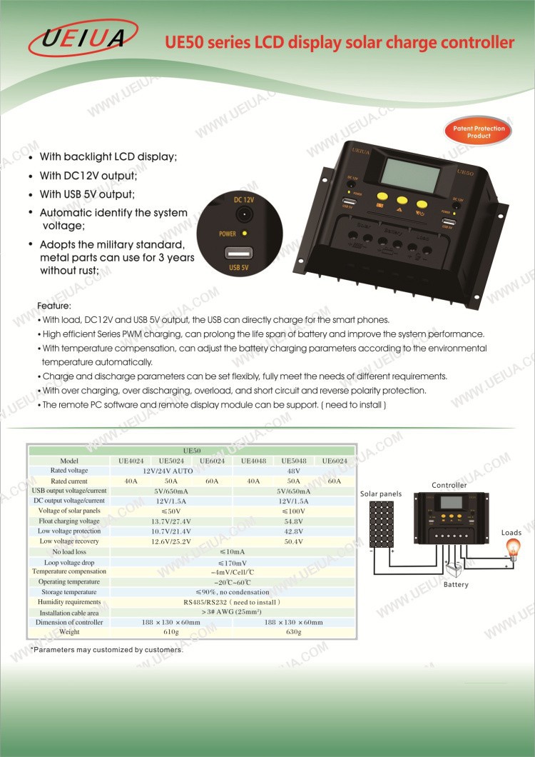 UE50 series LCD display solar charge controller-1 (1)