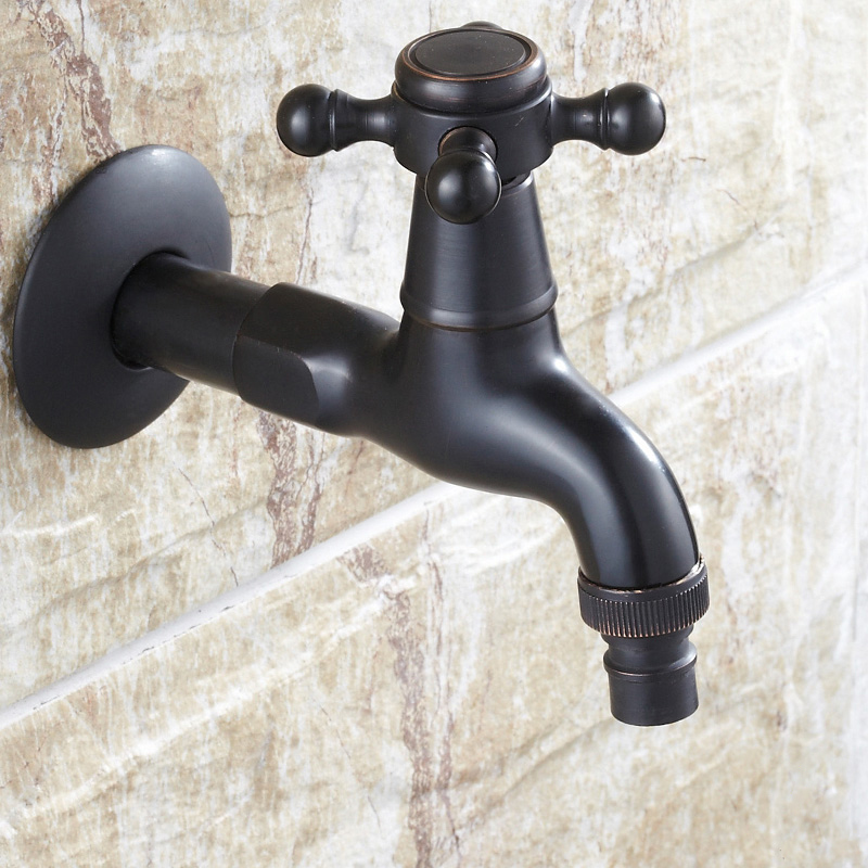 USD 19.08 /piece; Bibcock Faucet Brass Retro Black Washing Machine Faucet Bathroom Mop Small Tap Cold Water Wall Mount
