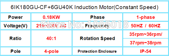 6IK180GU-CF+6GU40K Induction Motor(Constant Speed)