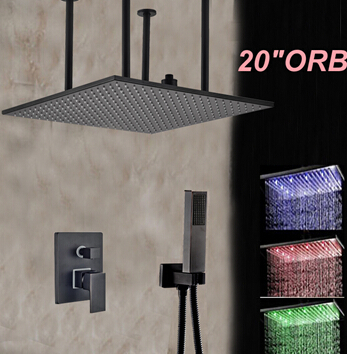 Led Square 20 Quot Rainfall Shower Head Faucet Oil Rubbed Bronze