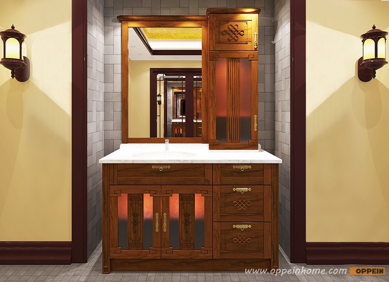 Traditonal Chinese Style Design Solid Wood Bathroom Furniture