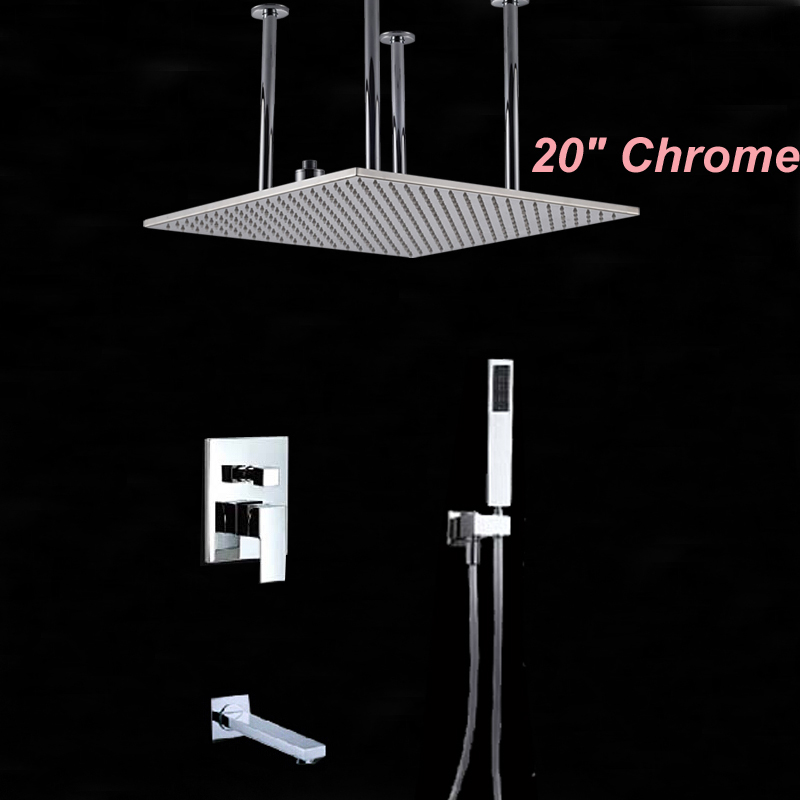 20 Quot Square Rainfall Shower Head Chrome Brass Shower Faucet