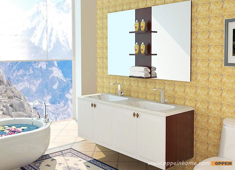 Wholesale New Design Modern White PVC Mirrored Modern Bathroom Vanity