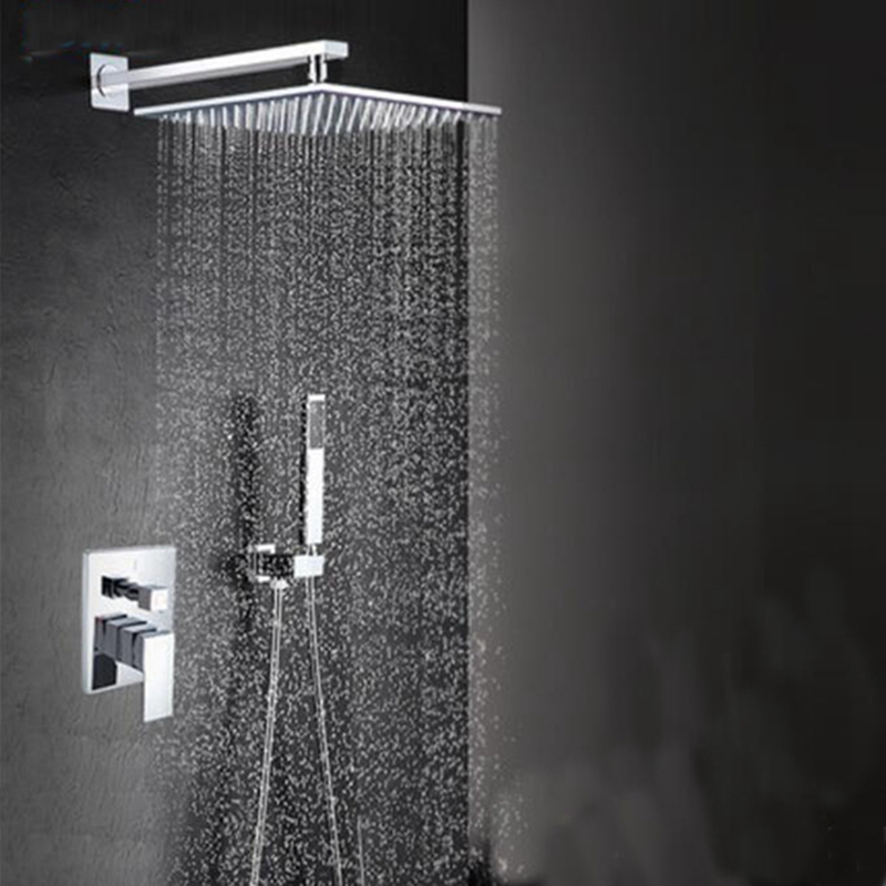 Modern-Square-Chrome-Rain-Shower-Head-Faucet-W-Hand-Shower-Sprayer-Mixer