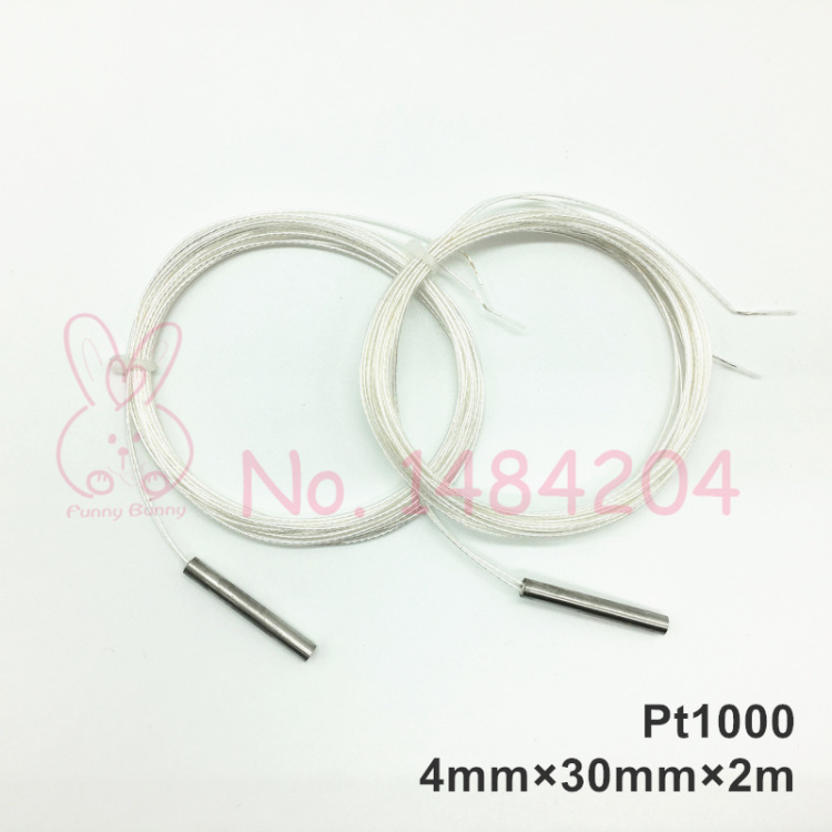 2x 2m PT1000 Probe 4mm*30mm RTD Platinum Resistance Sensor 2 Wires Thermocouple